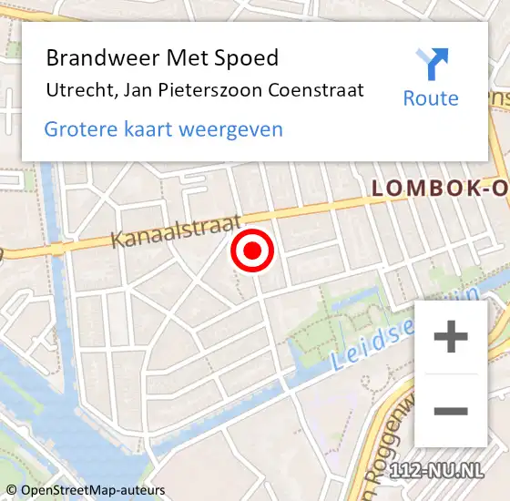 Locatie op kaart van de 112 melding: Brandweer Met Spoed Naar Utrecht, Jan Pieterszoon Coenstraat op 23 december 2023 11:50