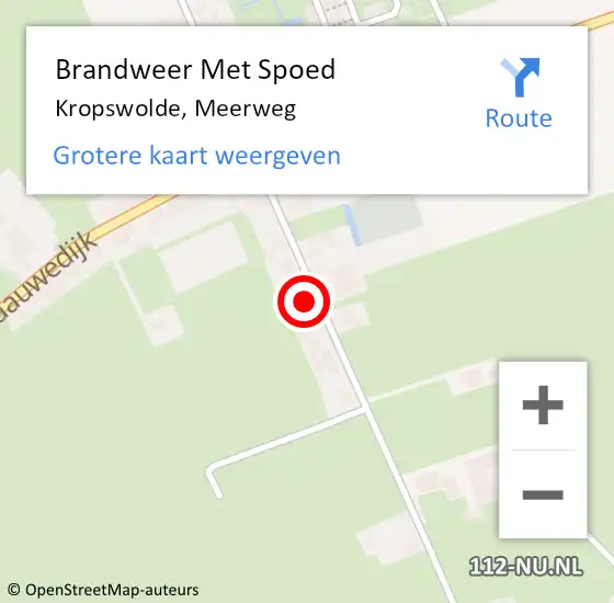 Locatie op kaart van de 112 melding: Brandweer Met Spoed Naar Kropswolde, Meerweg op 23 december 2023 12:05