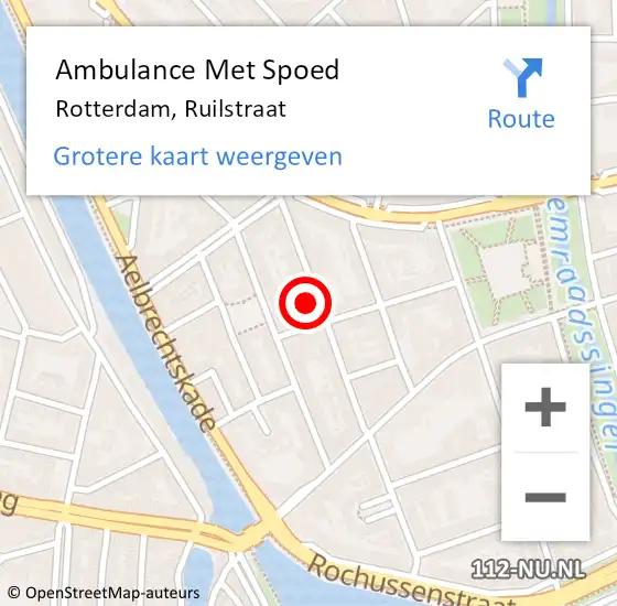 Locatie op kaart van de 112 melding: Ambulance Met Spoed Naar Rotterdam, Ruilstraat op 23 december 2023 12:08