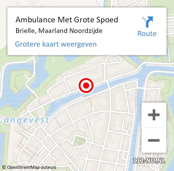 Locatie op kaart van de 112 melding: Ambulance Met Grote Spoed Naar Brielle, Maarland Noordzijde op 23 december 2023 12:41