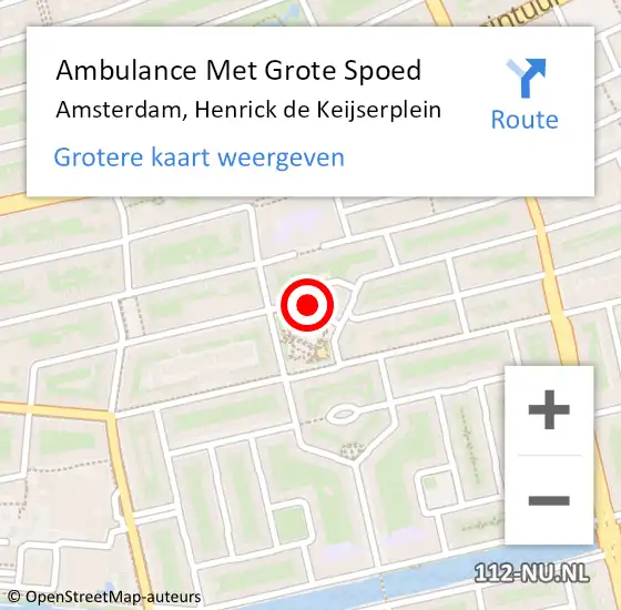 Locatie op kaart van de 112 melding: Ambulance Met Grote Spoed Naar Amsterdam, Henrick de Keijserplein op 23 december 2023 14:05