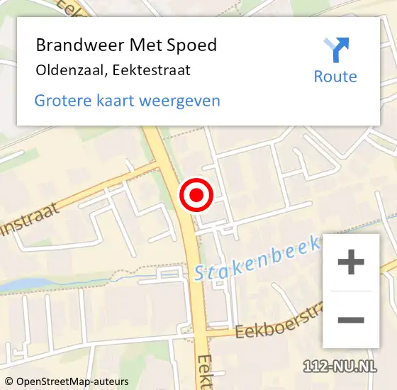Locatie op kaart van de 112 melding: Brandweer Met Spoed Naar Oldenzaal, Eektestraat op 23 december 2023 14:11