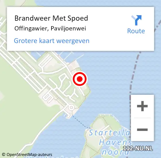 Locatie op kaart van de 112 melding: Brandweer Met Spoed Naar Offingawier, Paviljoenwei op 23 december 2023 14:27