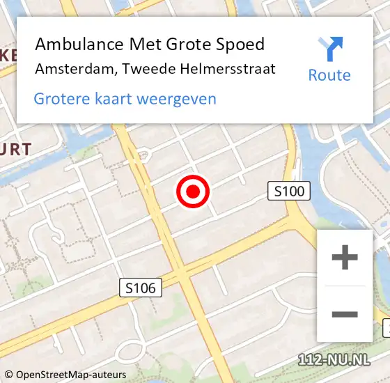 Locatie op kaart van de 112 melding: Ambulance Met Grote Spoed Naar Amsterdam, Tweede Helmersstraat op 23 december 2023 14:48