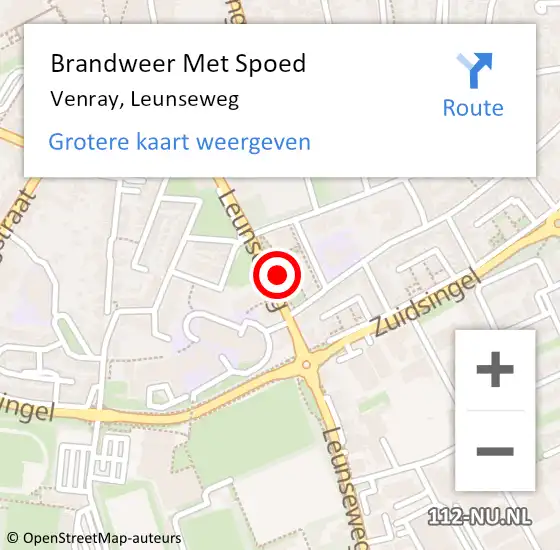 Locatie op kaart van de 112 melding: Brandweer Met Spoed Naar Venray, Leunseweg op 23 december 2023 15:51