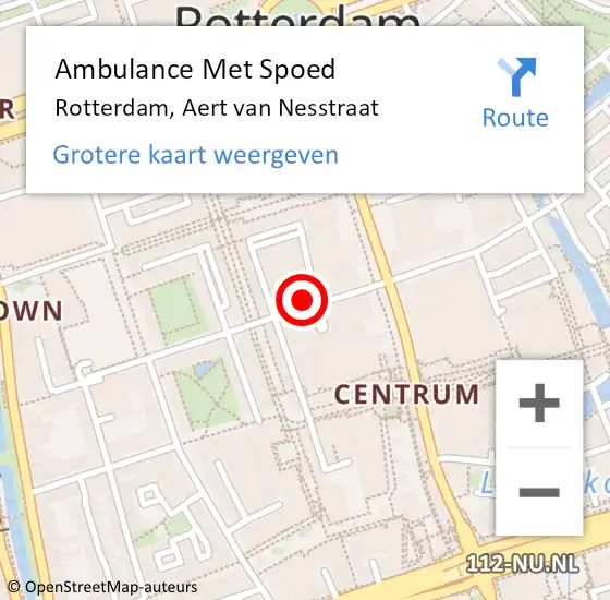 Locatie op kaart van de 112 melding: Ambulance Met Spoed Naar Rotterdam, Aert van Nesstraat op 23 december 2023 16:18