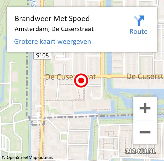 Locatie op kaart van de 112 melding: Brandweer Met Spoed Naar Amsterdam, De Cuserstraat op 23 december 2023 17:15