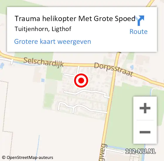 Locatie op kaart van de 112 melding: Trauma helikopter Met Grote Spoed Naar Tuitjenhorn, Ligthof op 23 december 2023 17:48