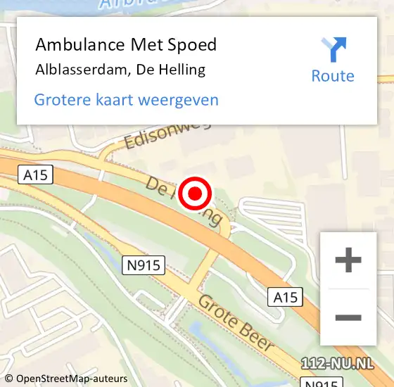 Locatie op kaart van de 112 melding: Ambulance Met Spoed Naar Alblasserdam, De Helling op 23 december 2023 18:14