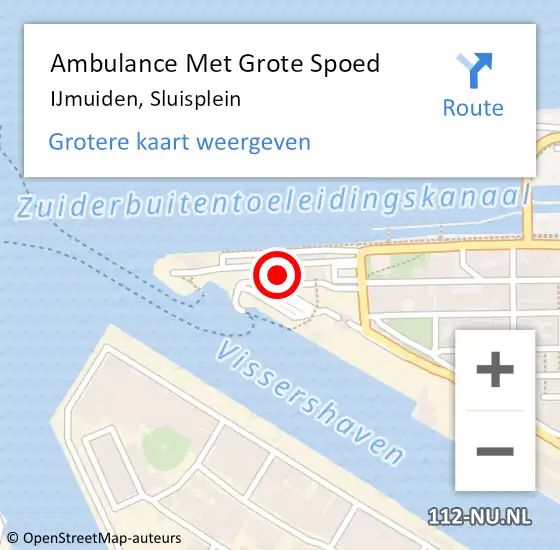 Locatie op kaart van de 112 melding: Ambulance Met Grote Spoed Naar IJmuiden, Sluisplein op 23 december 2023 18:32