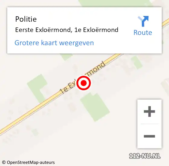 Locatie op kaart van de 112 melding: Politie Eerste Exloërmond, 1e Exloërmond op 23 december 2023 18:39