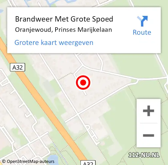 Locatie op kaart van de 112 melding: Brandweer Met Grote Spoed Naar Oranjewoud, Prinses Marijkelaan op 23 december 2023 20:19