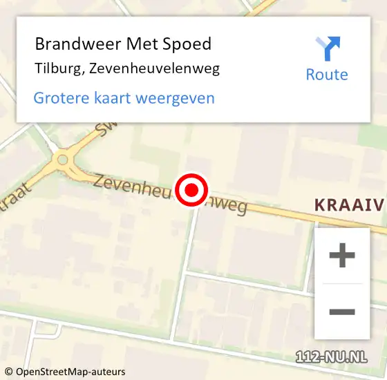Locatie op kaart van de 112 melding: Brandweer Met Spoed Naar Tilburg, Zevenheuvelenweg op 23 december 2023 21:02
