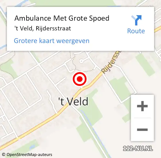 Locatie op kaart van de 112 melding: Ambulance Met Grote Spoed Naar 't Veld, Rijdersstraat op 23 december 2023 21:33