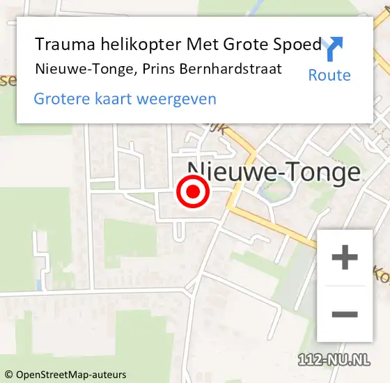 Locatie op kaart van de 112 melding: Trauma helikopter Met Grote Spoed Naar Nieuwe-Tonge, Prins Bernhardstraat op 23 december 2023 21:44