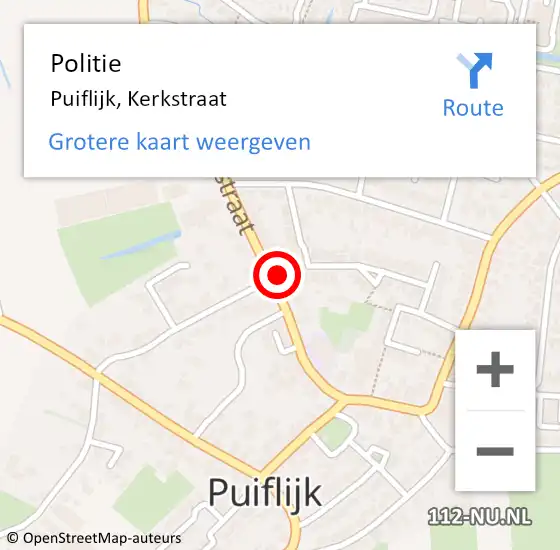 Locatie op kaart van de 112 melding: Politie Puiflijk, Kerkstraat op 23 december 2023 21:46