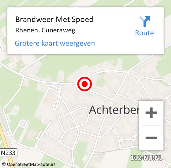 Locatie op kaart van de 112 melding: Brandweer Met Spoed Naar Rhenen, Cuneraweg op 23 december 2023 23:24