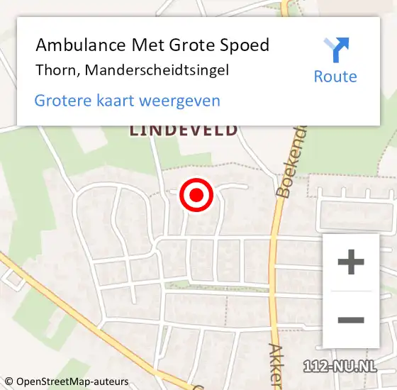 Locatie op kaart van de 112 melding: Ambulance Met Grote Spoed Naar Thorn, Manderscheidtsingel op 24 december 2023 00:28
