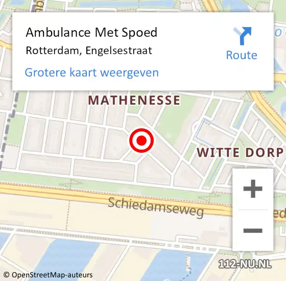 Locatie op kaart van de 112 melding: Ambulance Met Spoed Naar Rotterdam, Engelsestraat op 24 december 2023 00:32