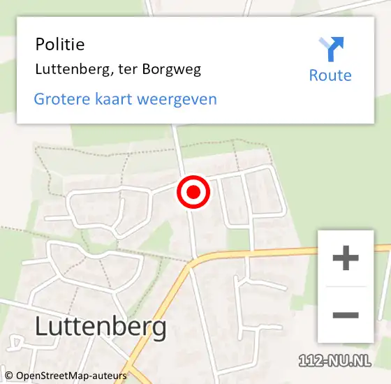 Locatie op kaart van de 112 melding: Politie Luttenberg, ter Borgweg op 24 december 2023 02:37