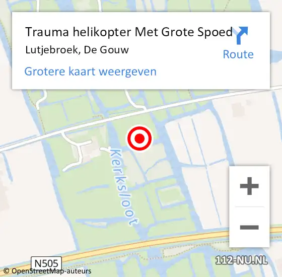 Locatie op kaart van de 112 melding: Trauma helikopter Met Grote Spoed Naar Lutjebroek, De Gouw op 24 december 2023 03:55