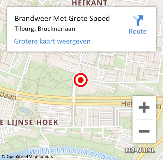 Locatie op kaart van de 112 melding: Brandweer Met Grote Spoed Naar Tilburg, Brucknerlaan op 24 december 2023 05:17