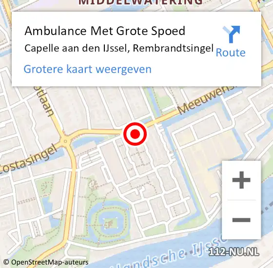 Locatie op kaart van de 112 melding: Ambulance Met Grote Spoed Naar Capelle aan den IJssel, Rembrandtsingel op 24 december 2023 06:31