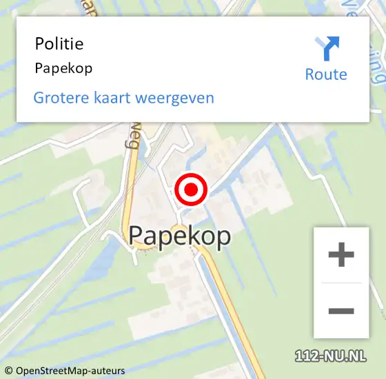Locatie op kaart van de 112 melding: Politie Papekop op 24 december 2023 07:03