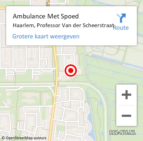 Locatie op kaart van de 112 melding: Ambulance Met Spoed Naar Haarlem, Professor Van der Scheerstraat op 24 december 2023 08:35
