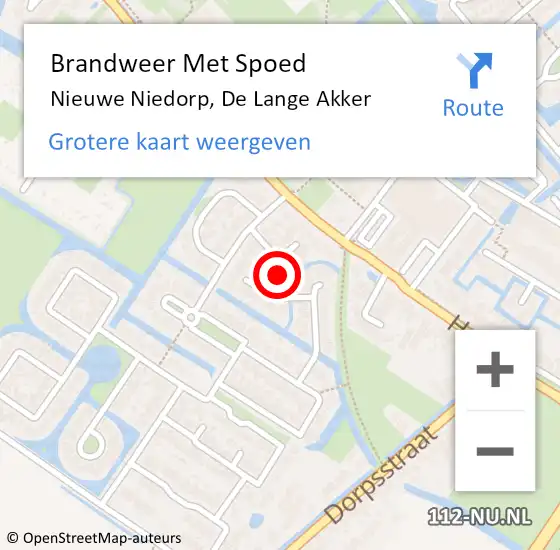 Locatie op kaart van de 112 melding: Brandweer Met Spoed Naar Nieuwe Niedorp, De Lange Akker op 24 december 2023 09:20