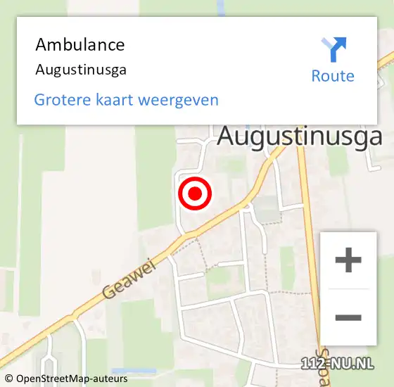 Locatie op kaart van de 112 melding: Ambulance Augustinusga op 24 december 2023 09:53