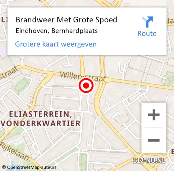 Locatie op kaart van de 112 melding: Brandweer Met Grote Spoed Naar Eindhoven, Bernhardplaats op 24 december 2023 10:01