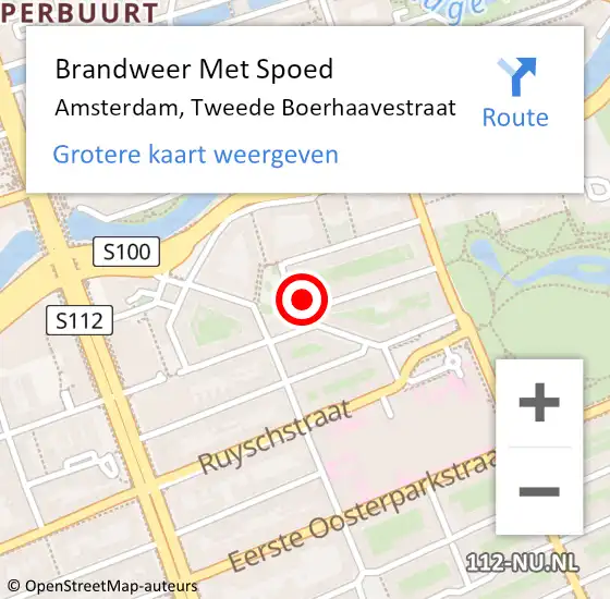 Locatie op kaart van de 112 melding: Brandweer Met Spoed Naar Amsterdam, Tweede Boerhaavestraat op 24 december 2023 10:12