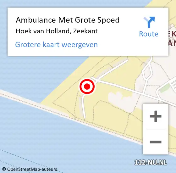 Locatie op kaart van de 112 melding: Ambulance Met Grote Spoed Naar Hoek van Holland, Zeekant op 24 december 2023 10:57