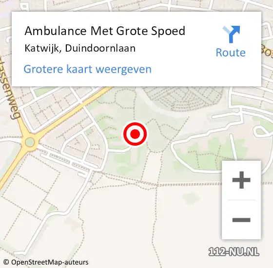 Locatie op kaart van de 112 melding: Ambulance Met Grote Spoed Naar Katwijk, Duindoornlaan op 24 december 2023 11:17