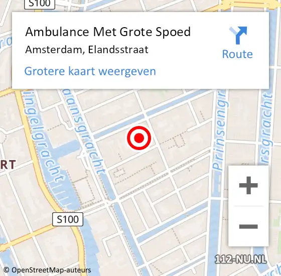 Locatie op kaart van de 112 melding: Ambulance Met Grote Spoed Naar Amsterdam, Elandsstraat op 24 december 2023 11:33