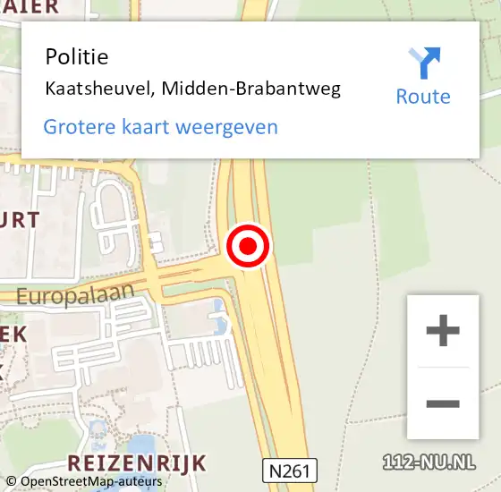 Locatie op kaart van de 112 melding: Politie Kaatsheuvel, Midden-Brabantweg op 24 december 2023 12:38