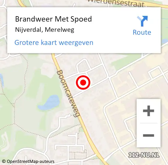Locatie op kaart van de 112 melding: Brandweer Met Spoed Naar Nijverdal, Merelweg op 24 december 2023 13:31