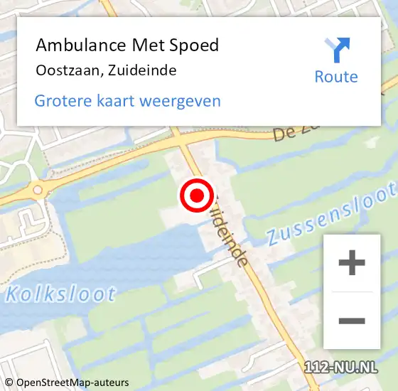 Locatie op kaart van de 112 melding: Ambulance Met Spoed Naar Oostzaan, Zuideinde op 24 december 2023 14:18