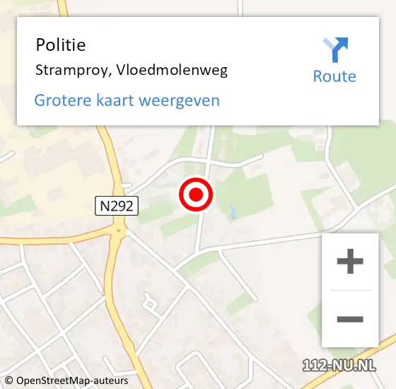 Locatie op kaart van de 112 melding: Politie Stramproy, Vloedmolenweg op 24 december 2023 14:23