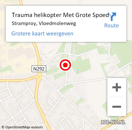 Locatie op kaart van de 112 melding: Trauma helikopter Met Grote Spoed Naar Stramproy, Vloedmolenweg op 24 december 2023 14:24
