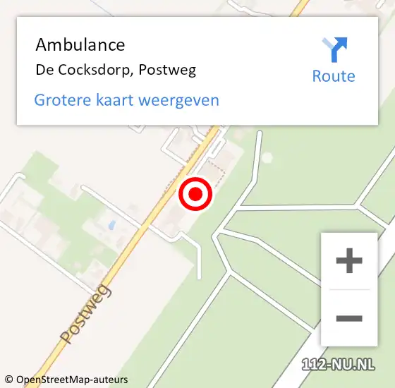 Locatie op kaart van de 112 melding: Ambulance De Cocksdorp, Postweg op 24 december 2023 17:33