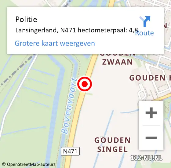 Locatie op kaart van de 112 melding: Politie Lansingerland, N471 hectometerpaal: 4,8 op 24 december 2023 18:34