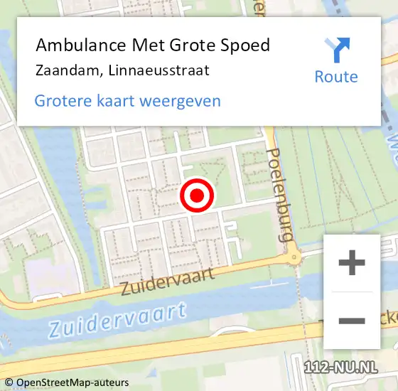 Locatie op kaart van de 112 melding: Ambulance Met Grote Spoed Naar Zaandam, Linnaeusstraat op 24 december 2023 19:50