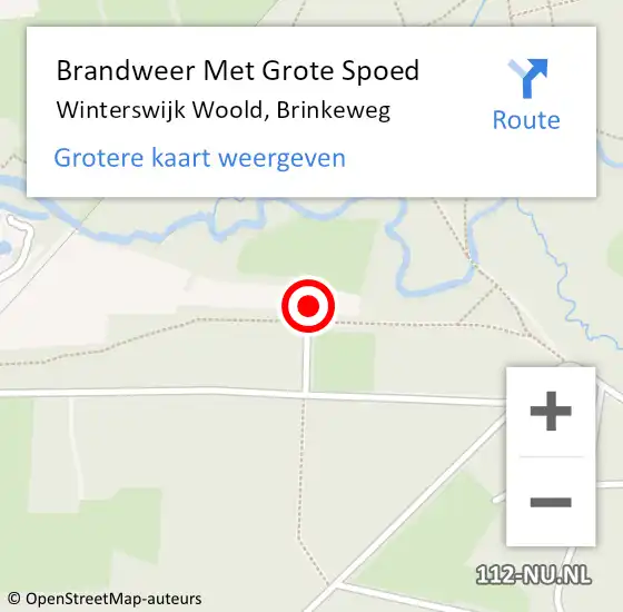 Locatie op kaart van de 112 melding: Brandweer Met Grote Spoed Naar Winterswijk Woold, Brinkeweg op 24 december 2023 19:59