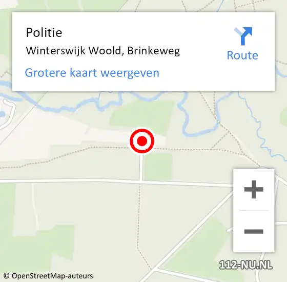 Locatie op kaart van de 112 melding: Politie Winterswijk Woold, Brinkeweg op 24 december 2023 20:00