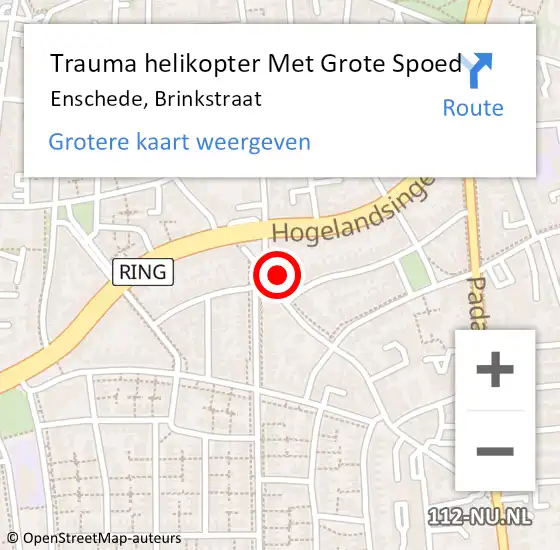 Locatie op kaart van de 112 melding: Trauma helikopter Met Grote Spoed Naar Enschede, Brinkstraat op 24 december 2023 20:13