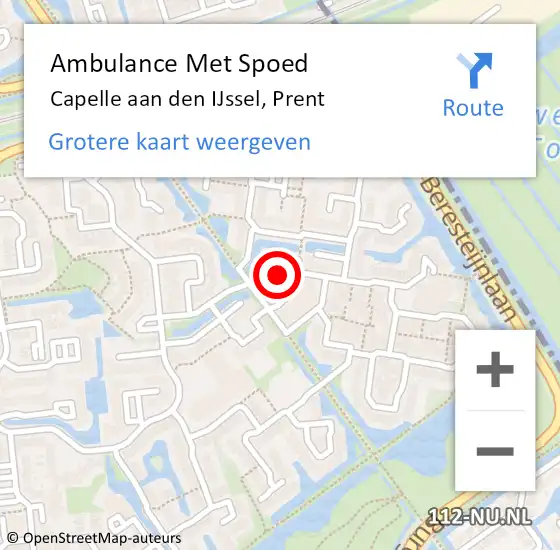 Locatie op kaart van de 112 melding: Ambulance Met Spoed Naar Capelle aan den IJssel, Prent op 24 december 2023 21:18