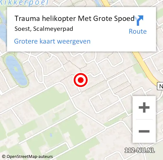 Locatie op kaart van de 112 melding: Trauma helikopter Met Grote Spoed Naar Soest, Scalmeyerpad op 24 december 2023 21:32