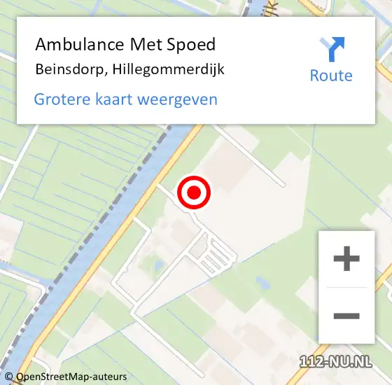 Locatie op kaart van de 112 melding: Ambulance Met Spoed Naar Beinsdorp, Hillegommerdijk op 24 december 2023 21:33